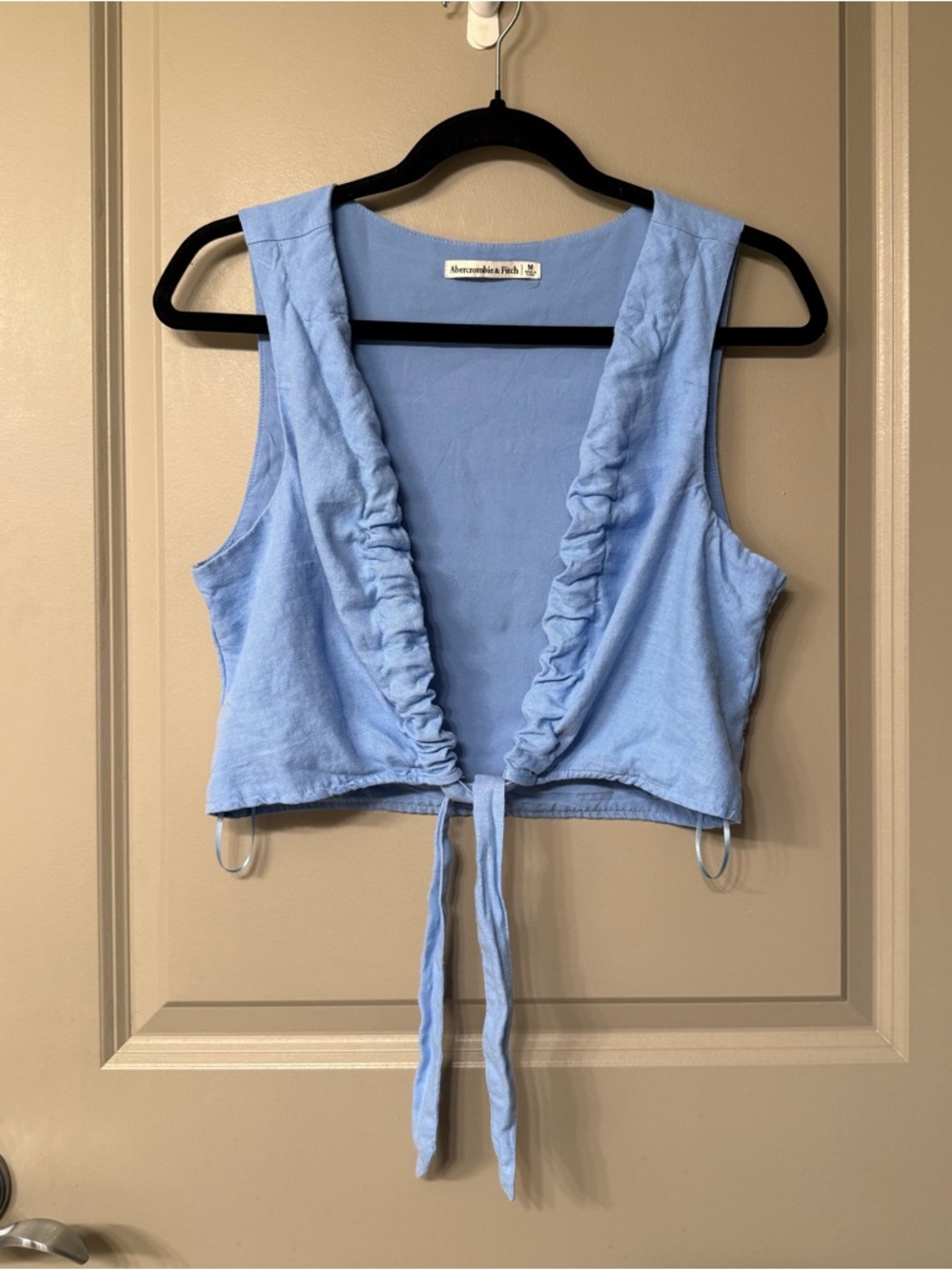Abercrombie & Fitch Linen Tie-Front Crop Top - Picture 6 of 11